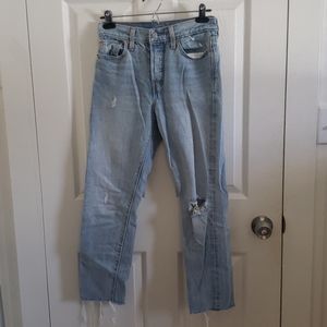 Levi's 501 Light Wash Cropped Distressed